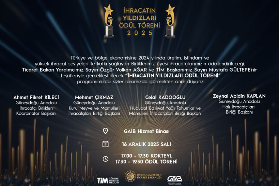 GAİB İHRACATIN YILDIZLARI ÖDÜL TÖRENİ