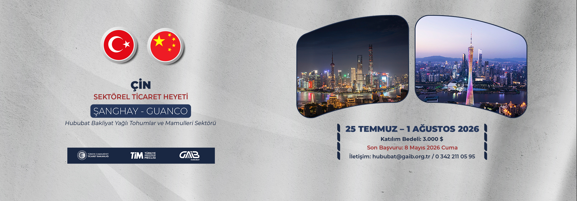 ÇİN (ŞANHAY – GUANCO) SEKTÖREL TİCARET HEYETİ PROGRAMI